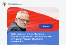 EaP CSF Steering Committee Statement on the sentencing of political prisoner, philosopher and civil society leader Uladzimir Matskevich
